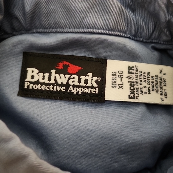 Bulwark FR Flame Resistant Men's Long Sleeve Workwear Button up Shirt Size XL - Picture 2 of 7